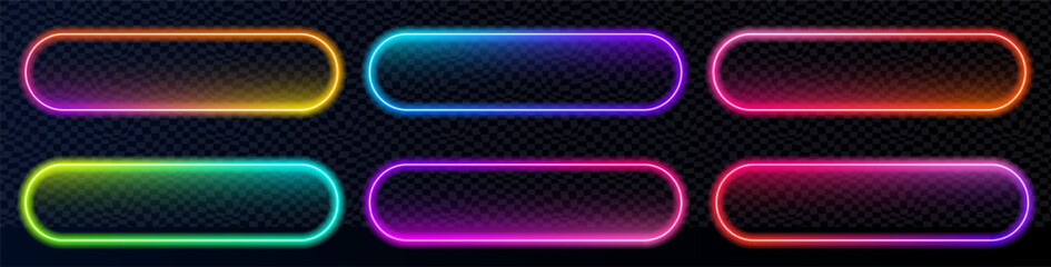 Naklejka premium Neon action call sign with glowing light effect, colorful ui design for app, website, casino or gaming interface.