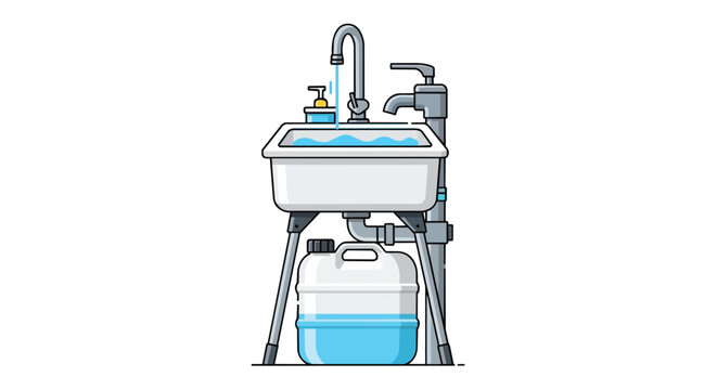 Portable Outdoor Hand Washing Station with Faucet and Soap Dispenser Illustration
