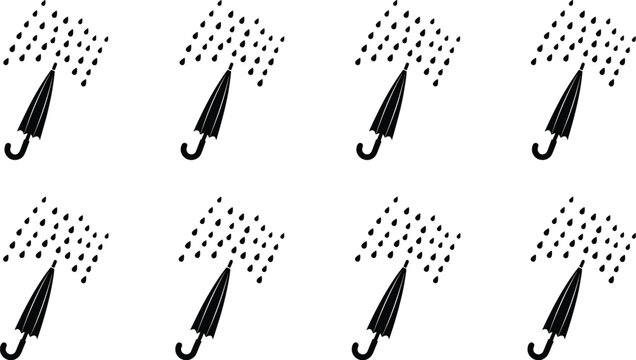 Rain Umbrella Icon Pattern Collection for Weather Forecast Protection and Seasonal Graphic Design Applications