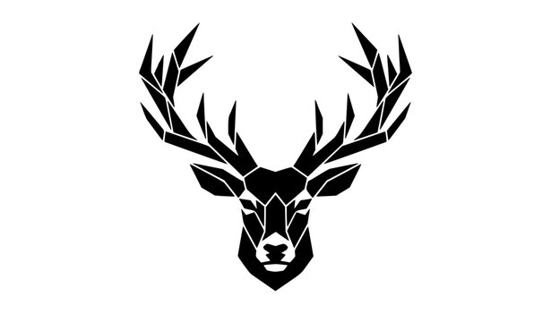 Modern geometric deer head silhouette vector for minimalist logos and fashion branding