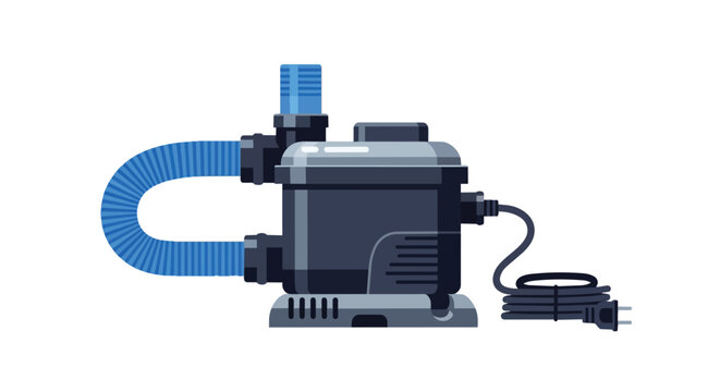 Swimming Pool Filtration Pump System with Hose and Power Cord for Water Maintenance and Outdoor Cleaning Illustration
