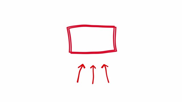 Three doodle arrows pointing with rectangle