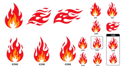 Collection of flame icons and graphics. © Angsa