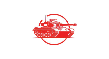 Red Tank Military Vehicle Illustration. © Angsa