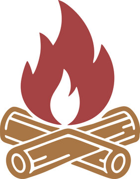 Burning logs campfire illustration