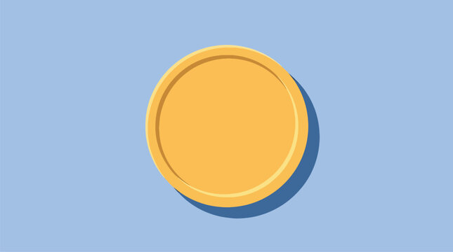 Polished golden disc with a thin raised rim isolated on a white background. Realistic 3D metallic circular vector graphic for medal, coin, trophy, or button design element.