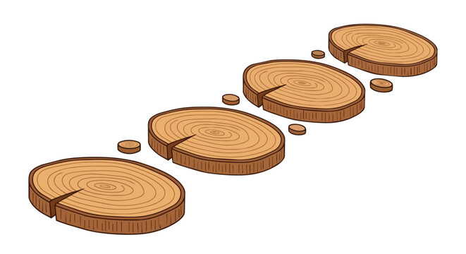 Natural Tree Trunk Slices Arranged as a Stepping Stone Path for Outdoor Garden Design