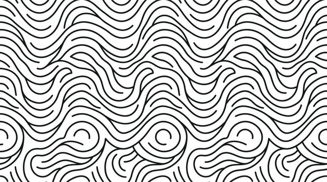Wavy line pattern with flowing curves and swirls for ocean water movement and Zen style backgrounds.