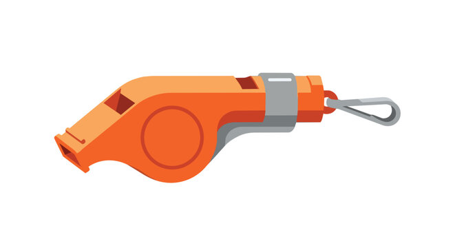 Professional Orange Sports Whistle Illustration for Referee Coaching and Outdoor Survival Safety Equipment