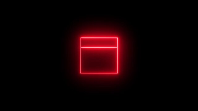 Red glowing neon exit sign blinking in dark, safety emergency light, glowing red box, hazard warning light