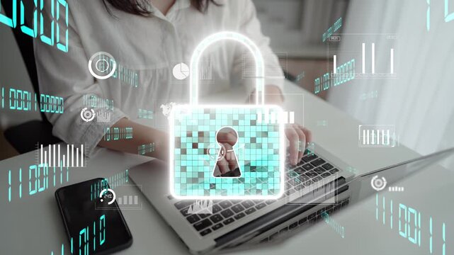 A visual representation of digital security, featuring a lock graphic over a laptop, highlighting the significance of cyber security in protecting personal information. Xenic