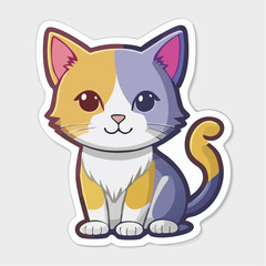 Fototapeta premium Cute Cartoon Calico Cat Sticker