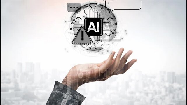 AI interface showing prompt error warning and system alert. AI prompt failure can lead to incorrect output or hallucination. Managing AI prompt error is crucial in safe AI deployment. Muxer