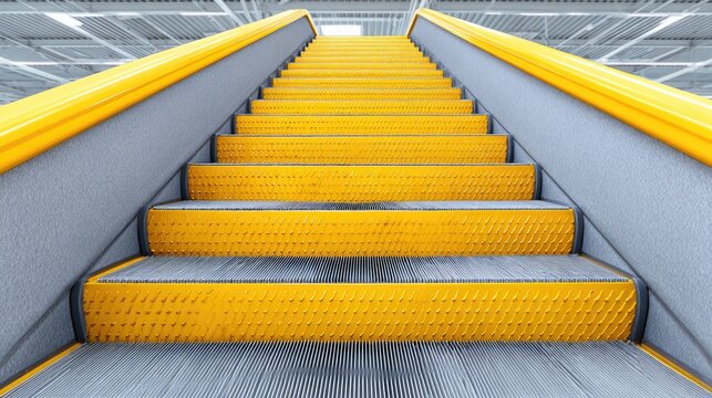 Bright Yellow Steps Leading Upwards in a Modern Indoor Space with a Focus on Safety and Cleanliness