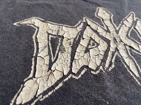 Distressed Plastisol Ink, Grunge Cracked Texture Overlay. For Retro T-shirt designs. Rough Dirty Worn Effect. Vintage Isolated Pattern.