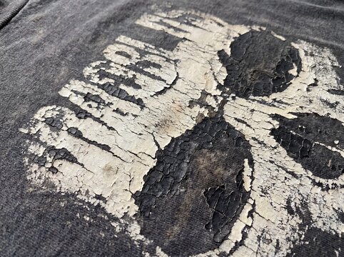 Distressed Plastisol Ink, Grunge Cracked Texture Overlay. For Retro T-shirt designs. Rough Dirty Worn Effect. Vintage Isolated Pattern.