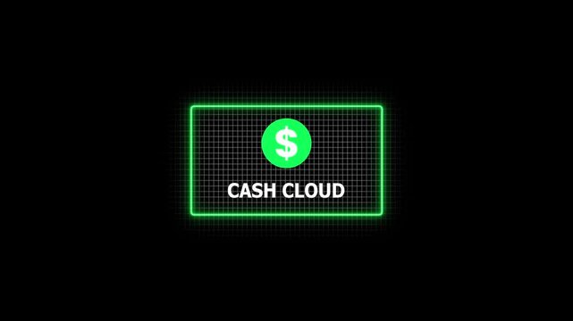 Digital neon green cash cloud sign with dollar symbol neon sign digital signage green neon