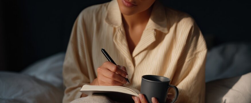 the person journaling morning thoughts like a sunflower soaking in the dawn's first light