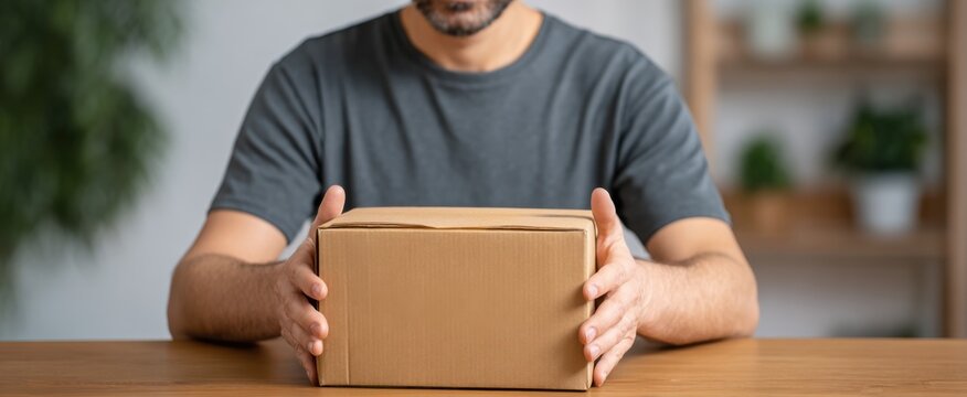 Customer eagerly unpacks a vibrant online order package in their cozy home.