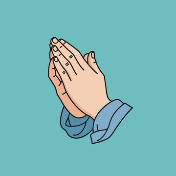 Hands together in prayer gesture.