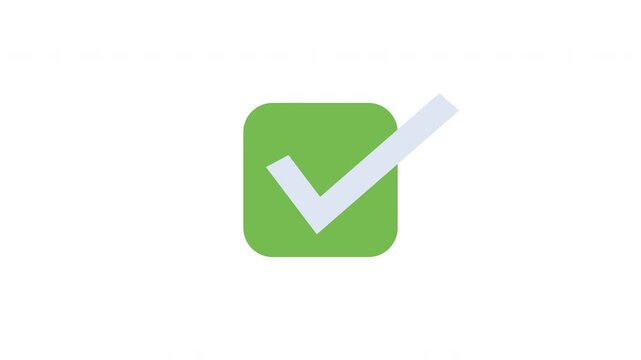 Green checkmark animation for user interface and task completion tick motion