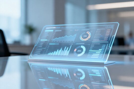 Futuristic data display on a sleek device