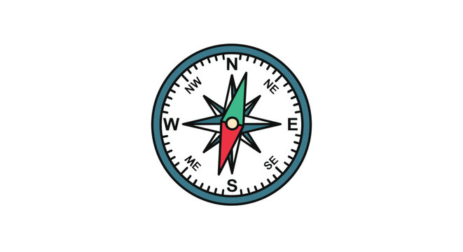 Navigation Compass Icon Illustration with Cardinal Points North South East West for Outdoor Exploration