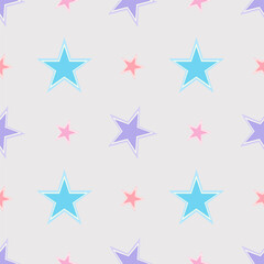 Obraz premium Soft Stars Scattered Across Background. Seamless Design Featuring Colorful Stars On Soft Surface