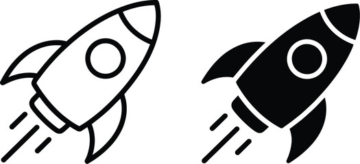 Rocket icon, rocket sign vector illustration with modern flat style for startup launch, space exploration, and technology innovation concepts