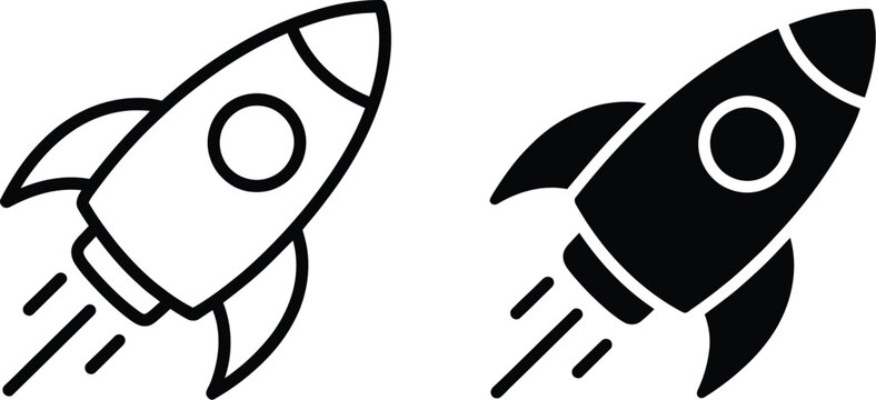 Rocket icon, rocket sign vector illustration with modern flat style for startup launch, space exploration, and technology innovation concepts