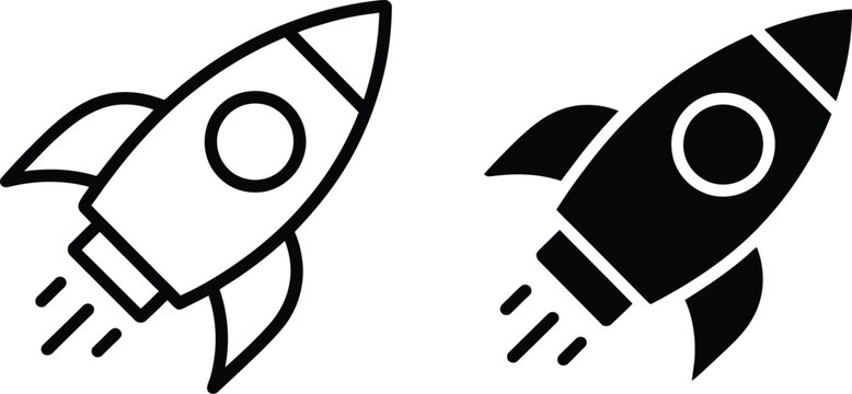 Rocket icon, rocket sign vector illustration with modern flat style for startup launch, space exploration, and technology innovation concepts