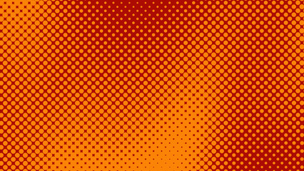 Obraz premium Retro Orange Halftone Dot Background With Red Gradient Comic Pop Art Texture And Vintage Style