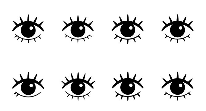 eye, eyelashes, icon, vision, beauty, glance, female, makeup, optical, seeing, cosmetic, face, stylish, outline, graphic, vector, collection