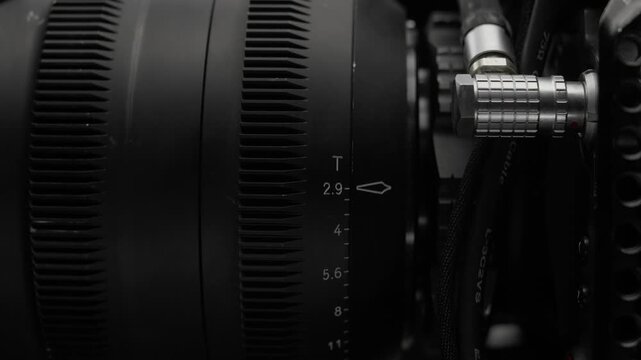 Close-up details of professional cine camera