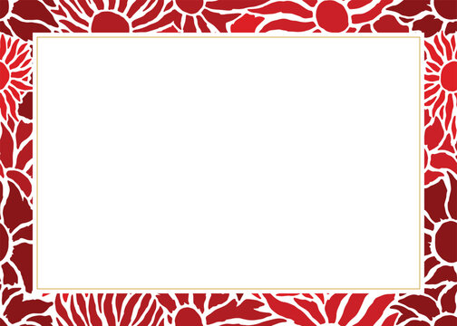Abstract floral border background on isolated white background. Vector illustration.
