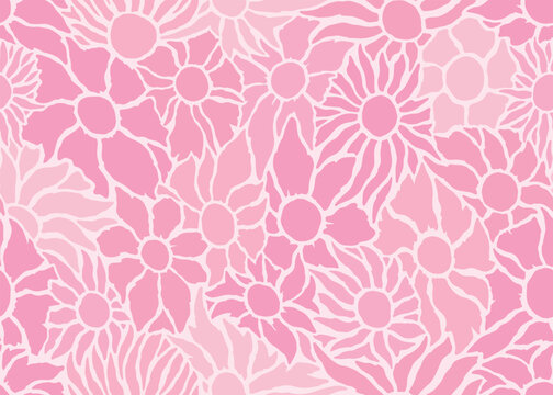 Abstract pink floral seamless pattern background. Vector illustration surface pattern