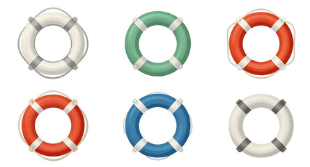 lifebuoy, rescue, ring, safety, water, flotation, emergency, lifesaver, swimming, ocean, maritime, buoy, beach, protection, survival, vector, collection © mrpixel