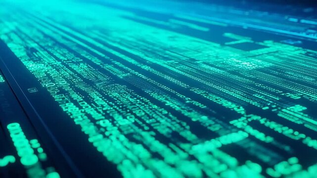 Smart Contract Codeflow: Digital Lines Streaming in Neon Green