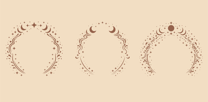Mystical Celestial Moon and Stars Decorative Frames for Astrology and Magic
