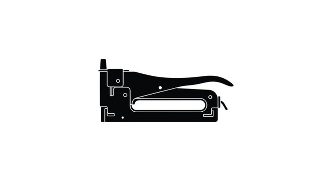 Black staple gun silhouette on a white background high quality professional detailed