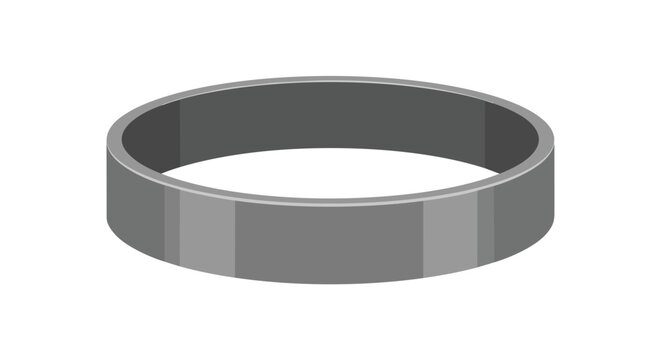 3D Minimalist Gray Metallic Ring Illustration, Industrial Steel Band or Circular Pipe Section for Construction and Design Projects