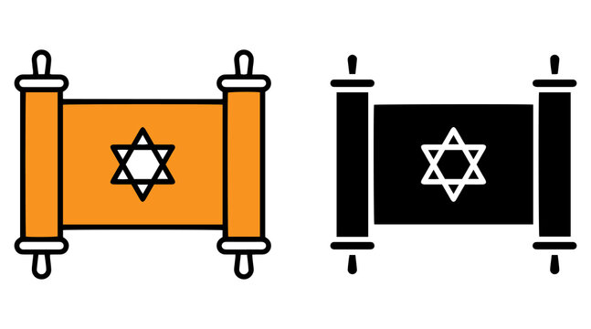 Religious Scroll Icon Set &ndash; Faith Symbol Banner Vector Illustration