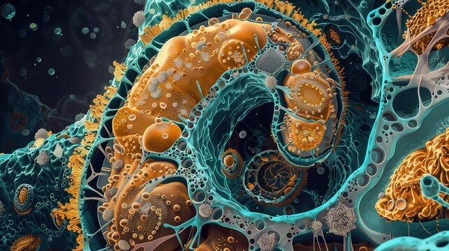 Scientific illustration of single nephron cross-section, proximal tubule with damaged epithelial cells, calcium crystal deposits visible inside tubular lumen