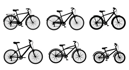 Obraz premium Collection of Bicycle Silhouettes: Diverse Styles and Types