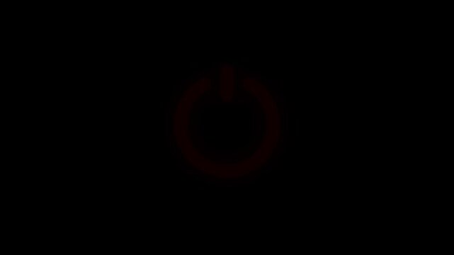Abstract Glowing Red Power Button Icon on Black Background for Technology Concept