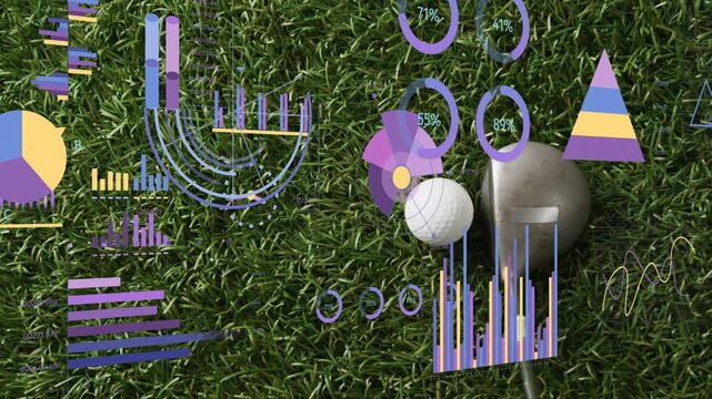 Driver head moving in from right, data overlays updating as club aligning for swing setup