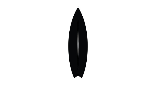 Black surfboard silhouette on a white background silhouette high quality professional detailed