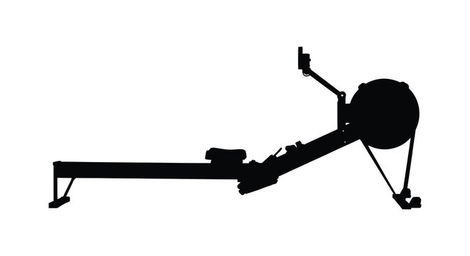 Rowing machine silhouette against a white background high quality professional detailed modern
