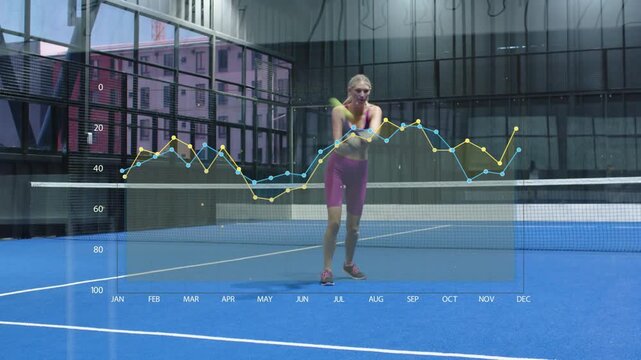 Athlete reacting to ball, practicing swings and footwork for sports training, overlay tracking