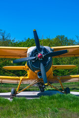 vintage biplane on the ground © alexlibris